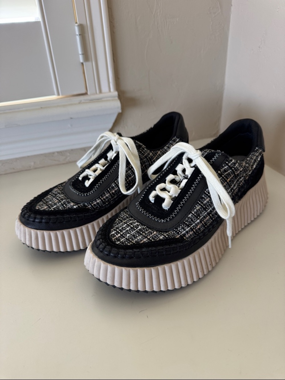 Dolce Vita White Lace-Up Sneakers